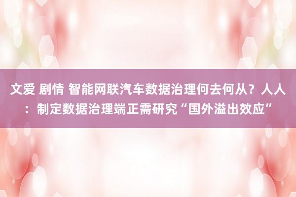 文爱 剧情 智能网联汽车数据治理何去何从？人人：制定数据治理端正需研究“国外溢出效应”