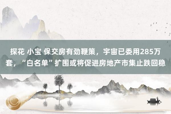 探花 小宝 保交房有劲鞭策，宇宙已委用285万套，“白名单”扩围或将促进房地产市集止跌回稳