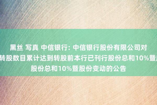 黑丝 写真 中信银行: 中信银行股份有限公司对于“中信转债”转股数目累计达到转股前本行已刊行股份总和10%暨股份变动的公告