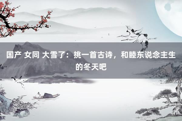 国产 女同 大雪了：挑一首古诗，和睦东说念主生的冬天吧