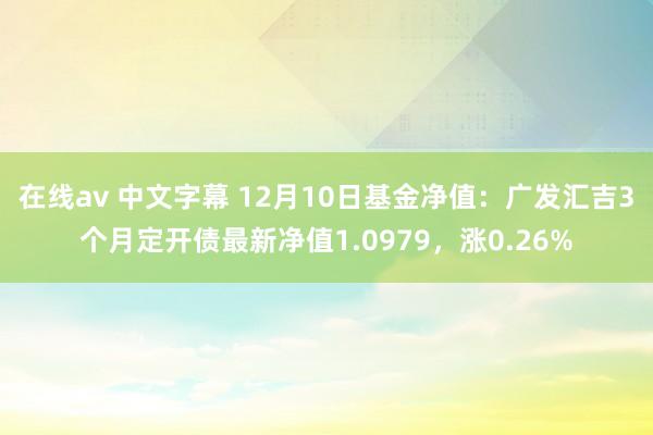 在线av 中文字幕 12月10日基金净值：广发汇吉3个月定开债最新净值1.0979，涨0.26%