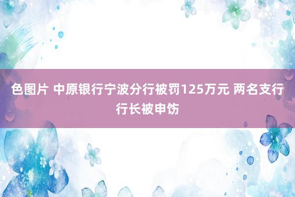 色图片 中原银行宁波分行被罚125万元 两名支行行长被申饬