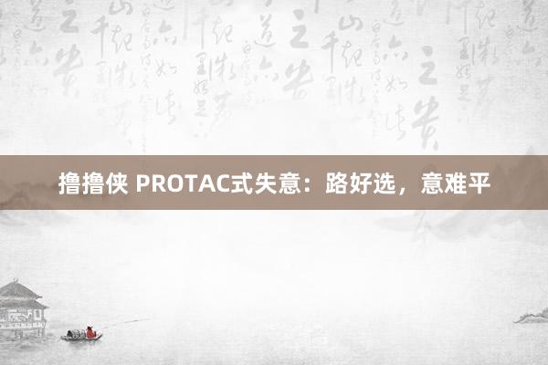 撸撸侠 PROTAC式失意：路好选，意难平