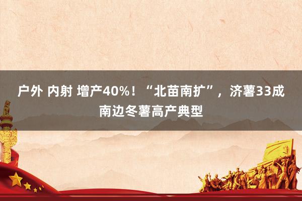 户外 内射 增产40%！“北苗南扩”，济薯33成南边冬薯高产典型