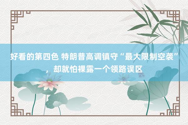 好看的第四色 特朗普高调镇守“最大限制空袭”，却就怕裸露一个领路误区