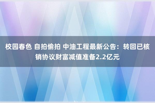 校园春色 自拍偷拍 中油工程最新公告：转回已核销协议财富减值准备2.2亿元