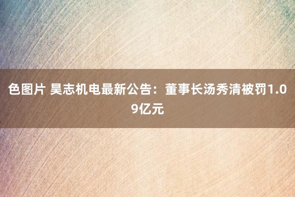 色图片 昊志机电最新公告：董事长汤秀清被罚1.09亿元
