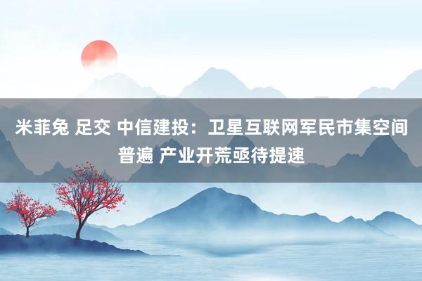 米菲兔 足交 中信建投：卫星互联网军民市集空间普遍 产业开荒亟待提速
