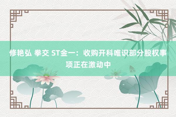 修艳弘 拳交 ST金一：收购开科唯识部分股权事项正在激动中