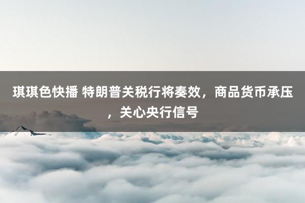 琪琪色快播 特朗普关税行将奏效，商品货币承压，关心央行信号