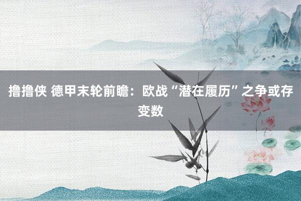 撸撸侠 德甲末轮前瞻：欧战“潜在履历”之争或存变数