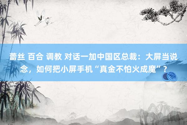 蕾丝 百合 调教 对话一加中国区总裁：大屏当说念，如何把小屏手机“真金不怕火成魔”？